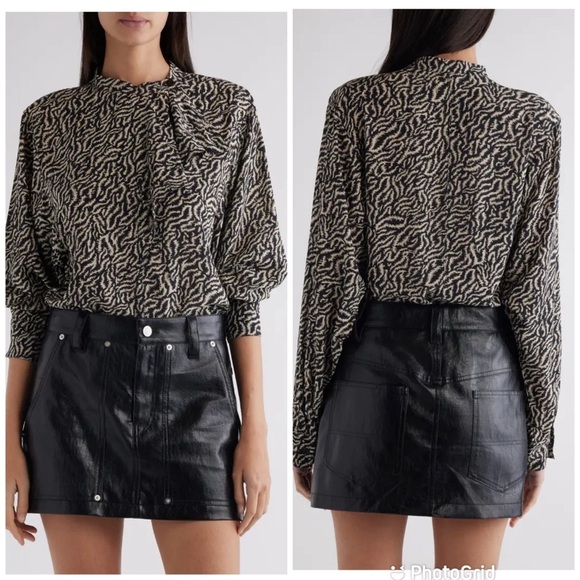 Isabel Marant Tops - Isabel Marant Étoile VILDA Abstract BLOUSE printed flowing blouse ECRU/ BLACK